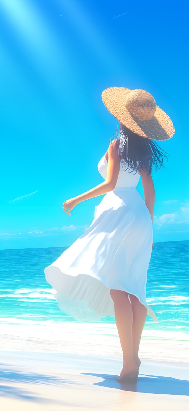 夏日滨海女神度假壁纸