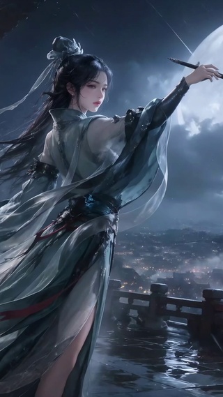 月夜挥墨古风仙侠少女