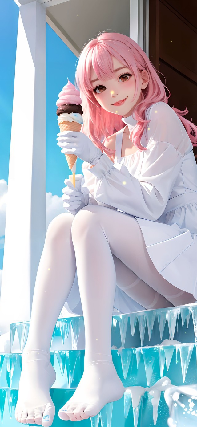 冰激凌可爱粉发女孩
