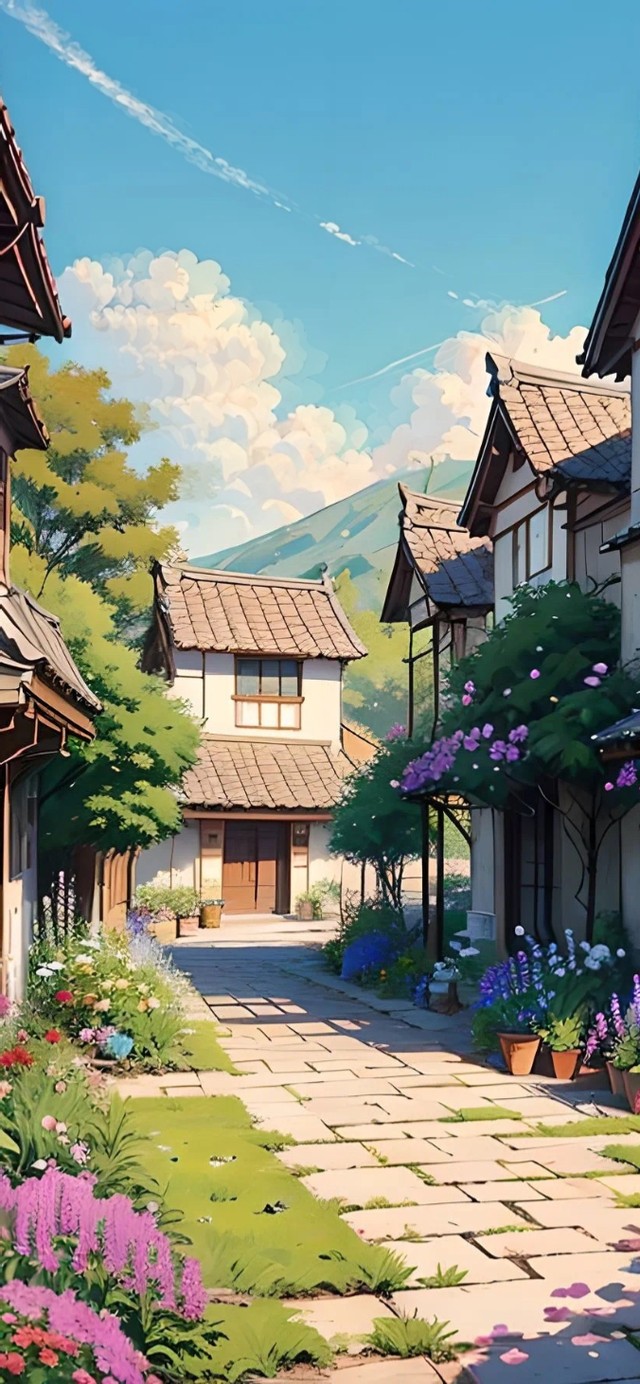 小镇上的鲜花小巷