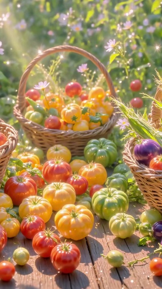 菜园里的蔬果丰收篮