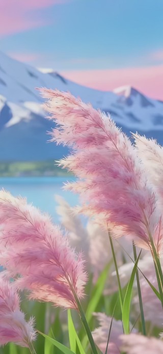 如诗如画粉彩芦苇