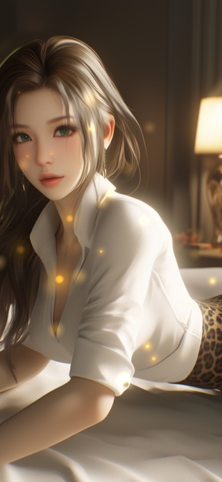 豹纹裙美女黑夜里翻出晕彩