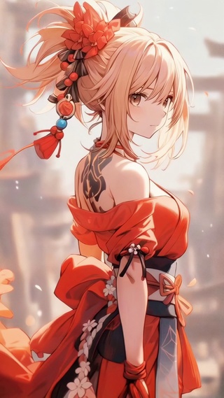 橙裙姑娘