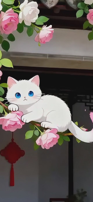 蔷薇花小猫