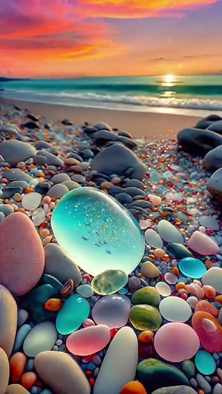 夕阳下的浪漫沙滩