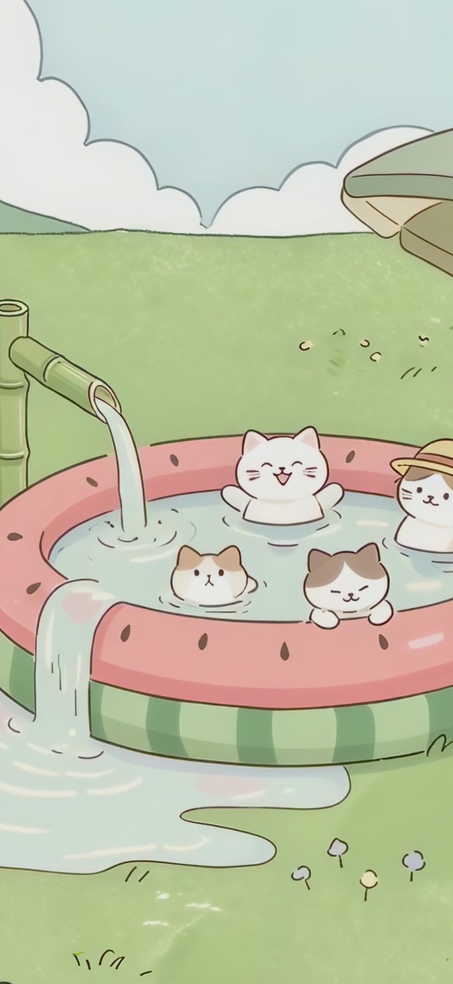 西瓜池小猫咪
