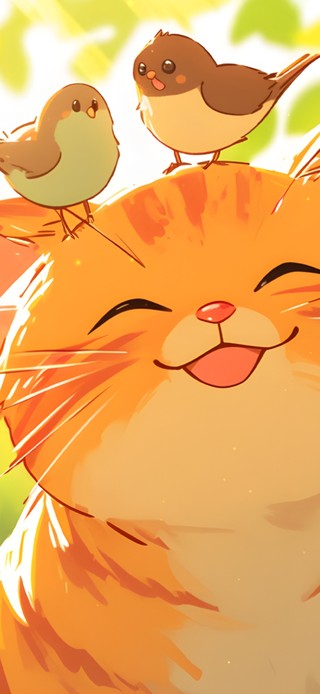 可爱小鸟橘猫