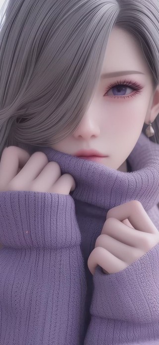 眨眼时尚毛衣女孩