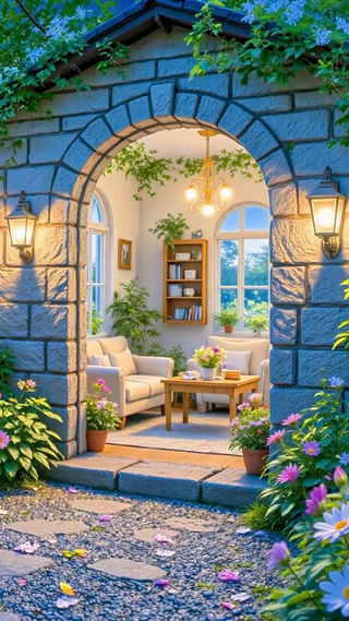 唯美月夜暖灯小屋