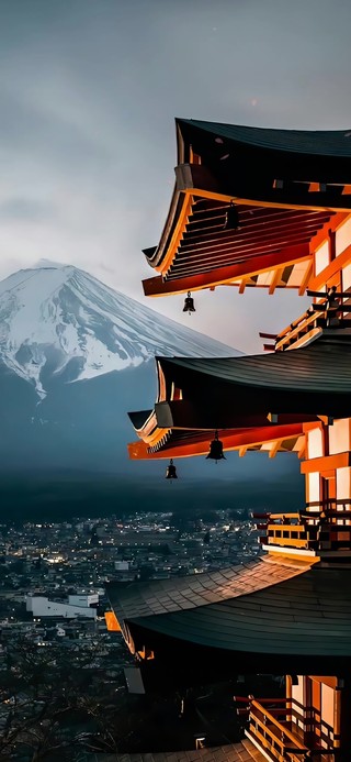 眺望富士山樱花