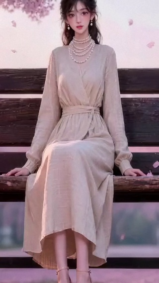 樱花树下的美女