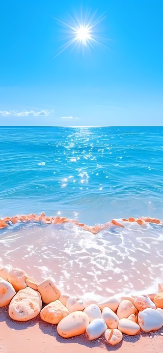 海边心形鹅卵石