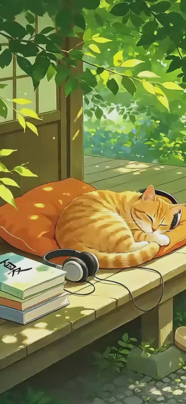 树下睡觉小猫