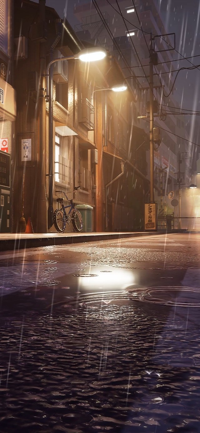 雨夜便利店路口