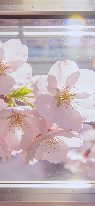 清新浪漫樱花车窗