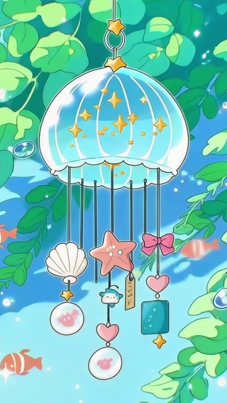 夏日海风里的水母风铃