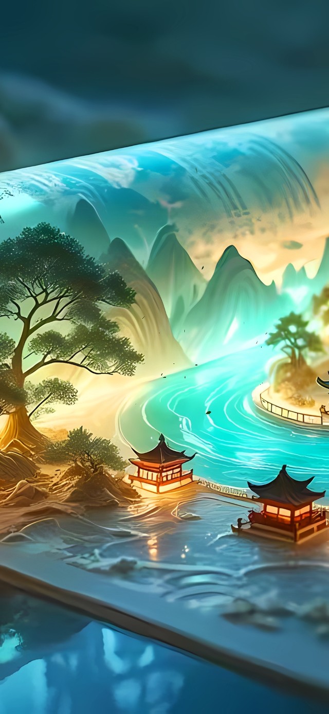 唯美创意山水画轴