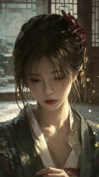暗调国风厚涂少女
