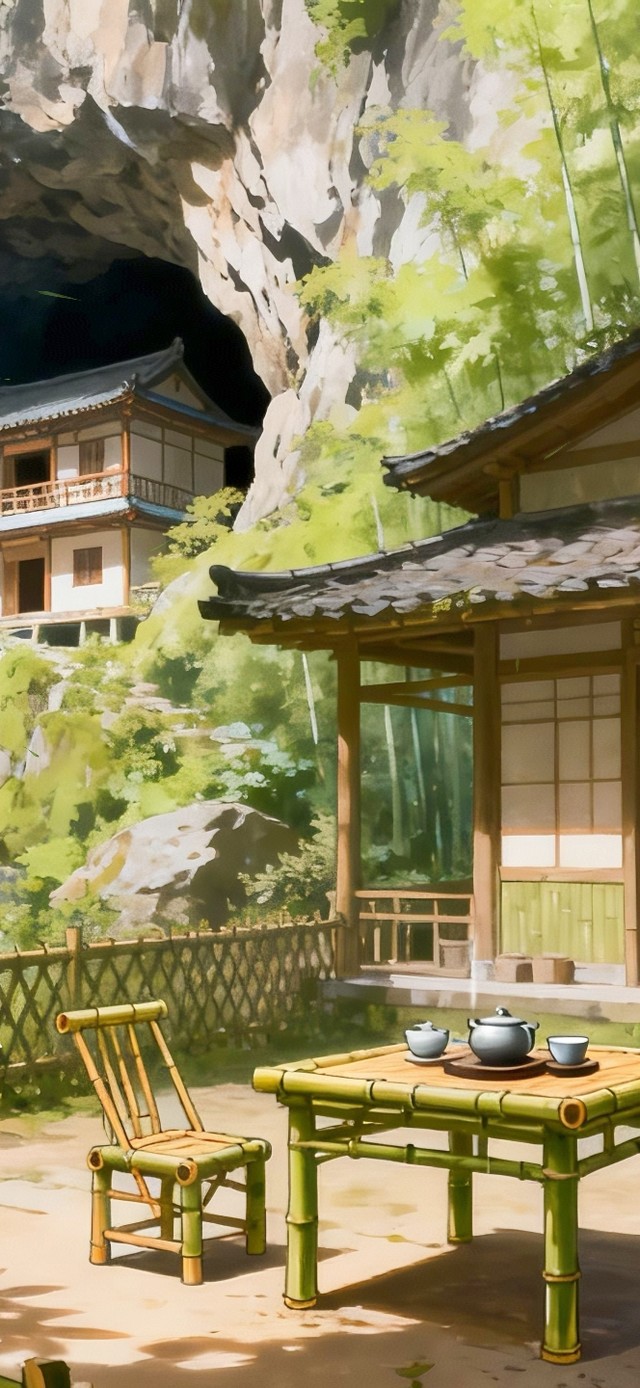 竹林观瀑小屋