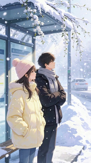 雪中浪漫情侣