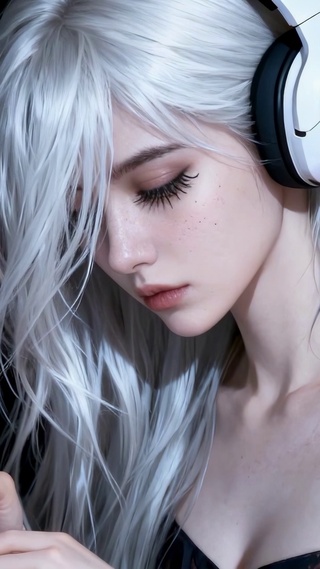 白发耳机少女
