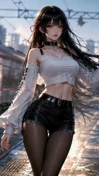 雨后站台少女