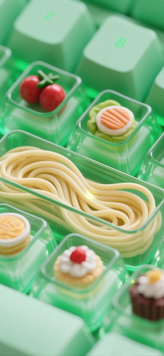 清新绿美食键盘（真实炫光特效）