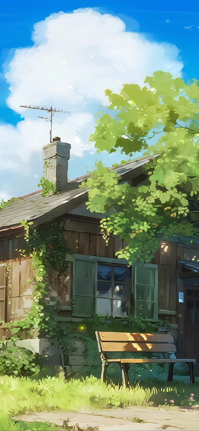 绿色夏日小木屋