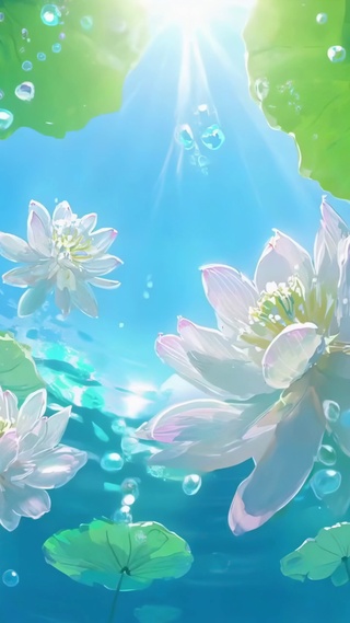 护眼水下清池白荷