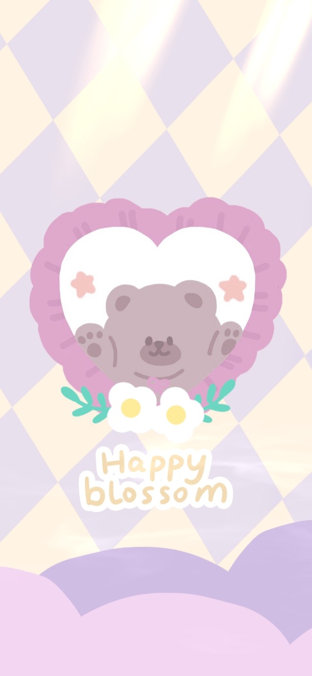 紫色菱格简约小熊