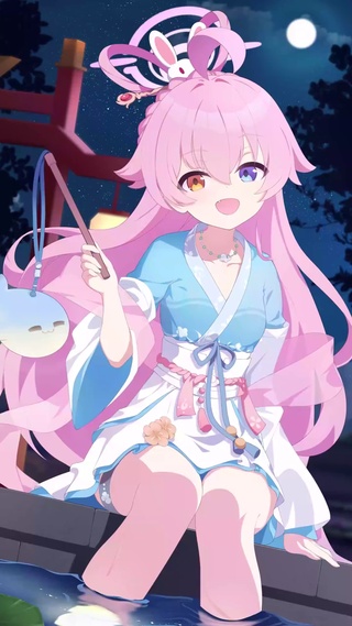 夜晚中可爱的古风动漫少女
