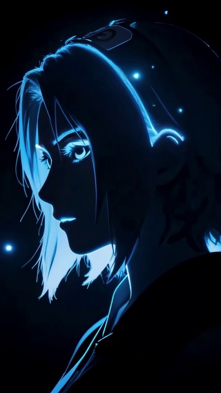 幽蓝剪影・赛博少女的暗夜凝视