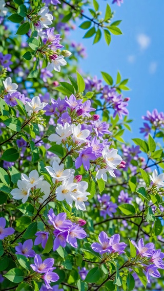 春日枝头盛开的小花