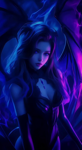 蓝色暗黑暗夜恶魔美女