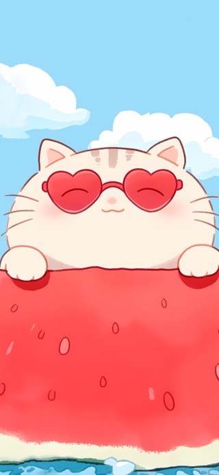 可爱的西瓜猫咪
