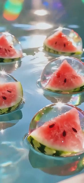 夏日水中西瓜