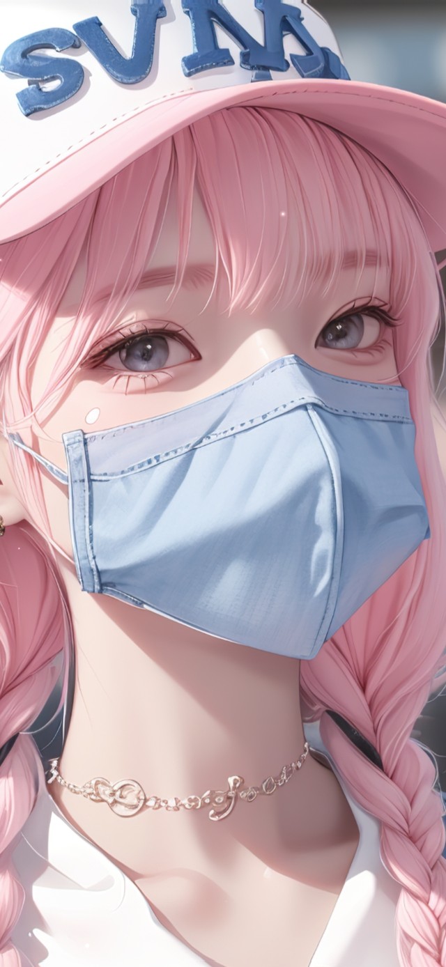 小清新夏日口罩女孩