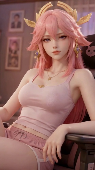 电竞房粉发美少女八重神子
