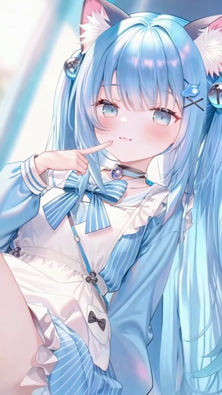 软萌蓝发猫娘日常