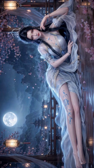 月夜樱花下美人陆雪琪