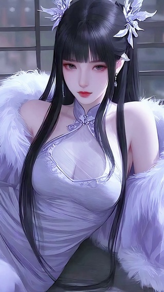 雪纺罗纱紫衫少女
