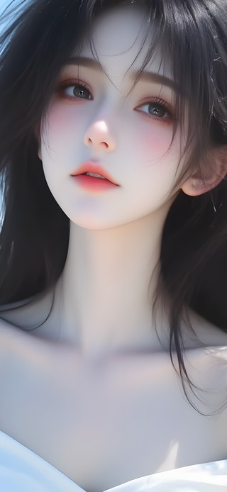 可爱看海的女孩