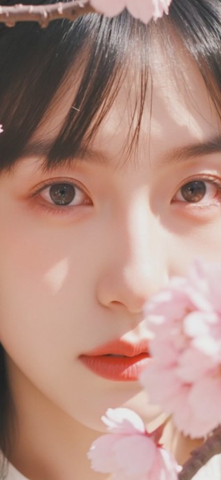 樱花树下的美女
