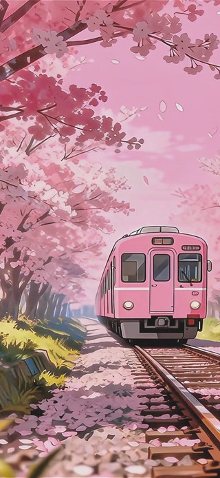 樱花铁道的粉色列车