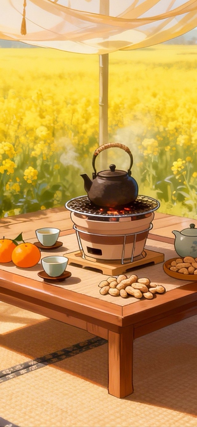 油菜花海中围炉煮茶