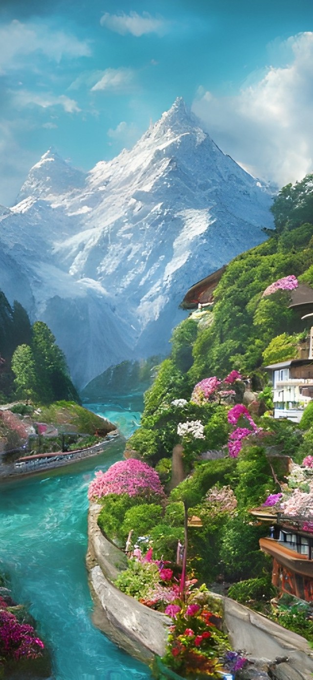 雪山下的的瑞士小镇