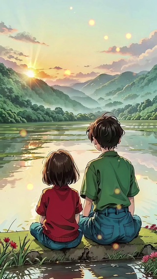 夕阳情侣
