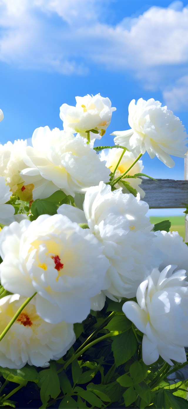 蓝天唯美花簇 治愈	