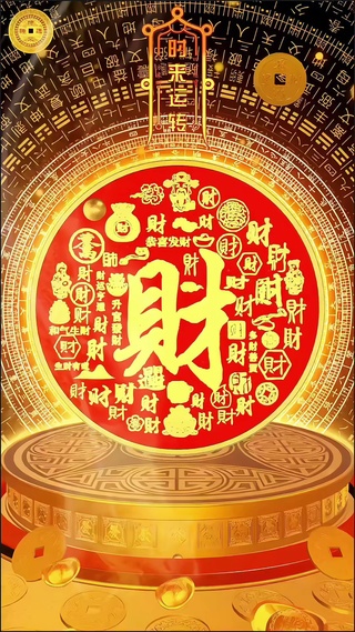 财源广进无限循环壁纸